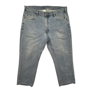 Carhartt Jeans Mens 38x27 Traditional Fit B18 STW Blue Denim Hemmed Relaxed Work
